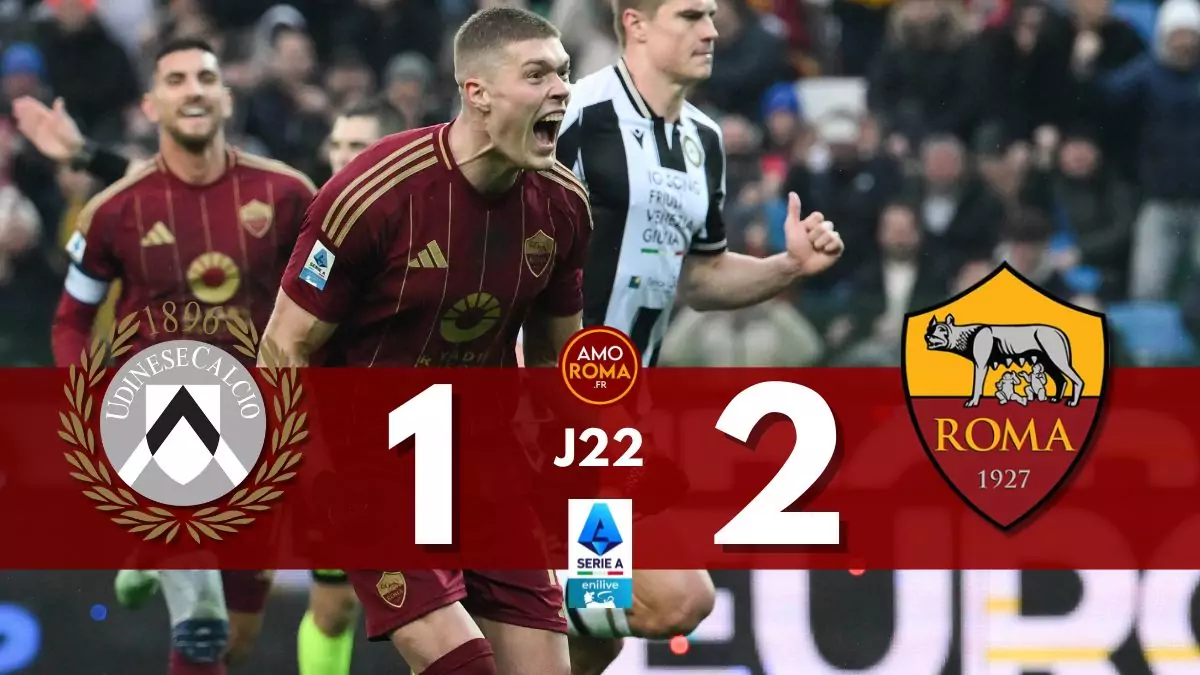 Udinese 1 – 2 AS Roma : La Roma renoue avec la victoire à l’extérieur !