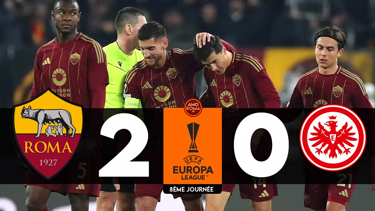 AS Roma 2 – 0 Eintracht Francfort : La Roma s&rsquo;impose et se qualifie pour les playoffs.
