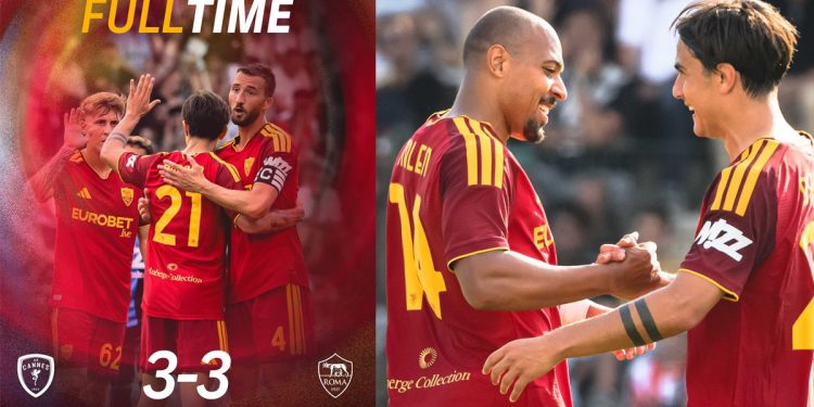 [Amical] AS Cannes 3 – 3 AS Roma : La Roma à 10 après l&rsquo;expulsion de Wesley se fait égaliser à la dernière minute.