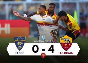 Lecce 0 – 4 AS Roma : Malen voit double, Soulé et Mora pour clore le match.