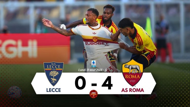 Lecce 0 – 4 AS Roma : Malen voit double, Soulé et Mora pour clore le match.
