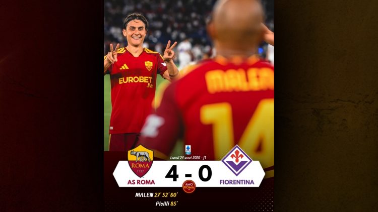 ▶️ Replay du debrief du match AS Roma 4 – 0 Fiorentina du 24 août 2026.