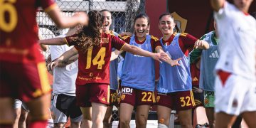 AS Roma 4 – 2 Milan : menées à la mi-temps, les louves s&rsquo;imposent sur des buts de Cimò, Giugliano et Greggi.