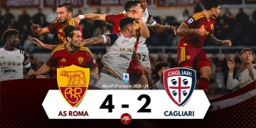 AS Roma 4 – 2 Cagliari : Lulli, Pisilli, Mora et Malen permettent à la Roma de rester au contact de Inter et Lazio.