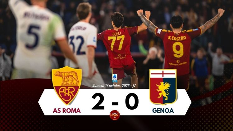 AS Roma 2 – 0 Genoa : Castro débloque le match en debut de deuxième mi-temps, Lulli fait le break. Ça se complique pour le Genoa de De Rossi !
